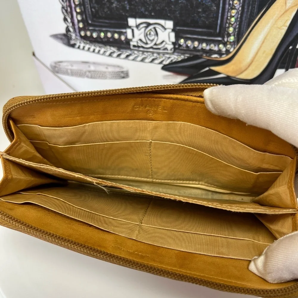 Chanel Caviar skin C C long Wallet
